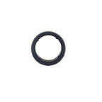 Black PVC reducer ring 50mm to 40mm circular pipe fitting with lipped edge on white background