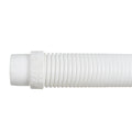 White flexible ribbed pool cleaner hose with threaded connector fitting, Kreepy Krauly branded plastic construction