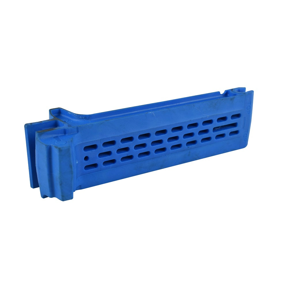 Blue plastic oscillator component for Kreepy Krauly Sand Shark pool cleaner with rectangular vented grille and ribbed side channels