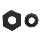 Black rubber hexagonal light gland nut and circular seal gasket set for electrical fittings