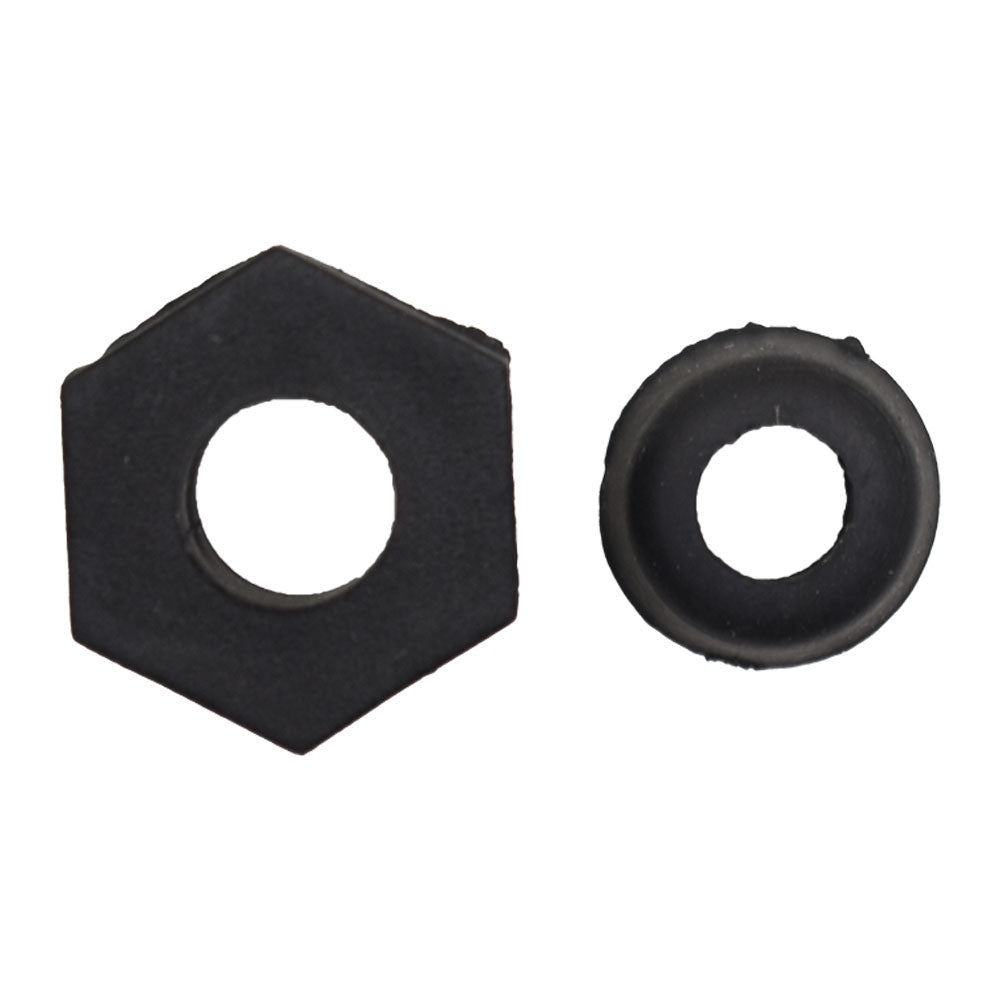 Black rubber hexagonal light gland nut and circular seal gasket set for electrical fittings