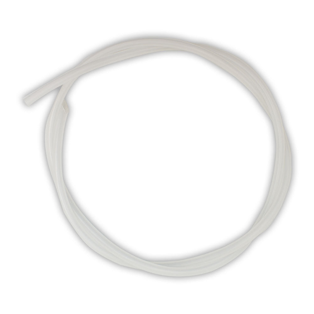 White flexible plastic breather pipe coiled in a loop, 1 metre length, semi-translucent tubing