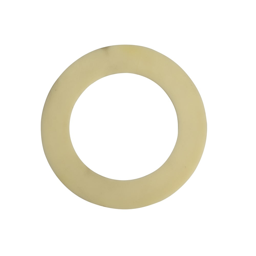Flat ring gasket in cream-yellow rubber with smooth surface and wide annular profile for equipment sealing
