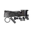 Black Poolskim cut down complete kit with mesh bag, pump housing, elbow fittings, pipe sections and rubber O-ring seal