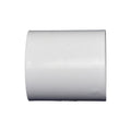 White PVC straight coupling connector fitting 50mm diameter, short cylindrical sleeve with smooth finish and open ends