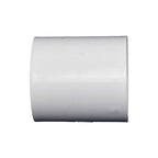 White PVC straight coupling connector fitting 50mm diameter, short cylindrical sleeve with smooth finish and open ends