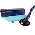 Kreepy Krauly Pro suction pool cleaner in blue and black with flexible hose sections, connectors and retail box