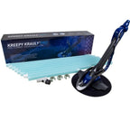 Kreepy Krauly Pro suction pool cleaner in blue and black with flexible hose sections, connectors and retail box