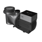 Aquagem InverCaptain WiFi Pool Pump in silver and black with transparent strainer lid and touchpad control panel