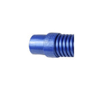 Blue ribbed pool cleaner hose with moulded plastic cuff connector, 1m length, compatible with Kreepy Krauly systems
