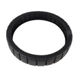 Black rubber pool cleaner tyre with segmented tread pattern for Kreepy Krauly Dominator Lite, circular ring shape