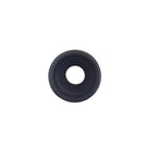 Black PVC reducer fitting 50mm to 20mm with tapered concave profile and central circular opening, top-down view