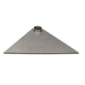 Aqua Pro Spout Water Curtain 1000mm in brushed stainless steel, triangular panel with central threaded inlet fitting and three small mounting holes