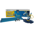 Zodiac Pacer disc suction pool cleaner combi set with blue hose, fittings, and cleaner unit displayed in front of retail box
