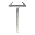Collins Filter Lid Spanner, brushed stainless steel T-shaped tool with forked head and hanging hole, on white background