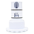 White plastic spa jet inner with threaded base, open port body, and dual rubber O-rings for watertight seal