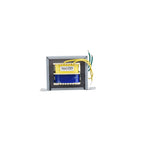 Aqua Pro 18VA electrical transformer with grey steel frame, yellow and blue coil winding, labelled Input: 230V, with yellow and green lead wires