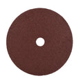 Sanding disc 180mm P36 grit dark red aluminium oxide fibre with centre arbor hole, rough abrasive surface texture