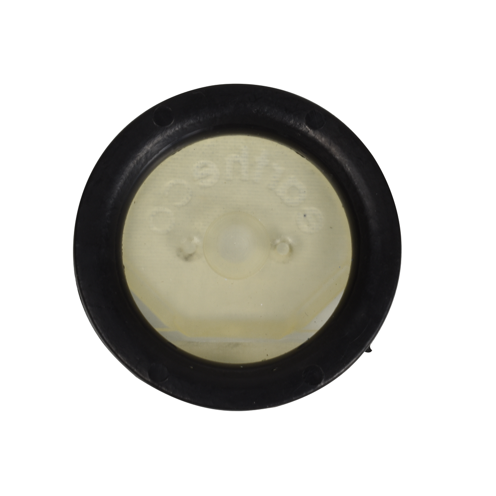 Heating flapper check valve with black rubber outer ring and cream-coloured centre disc viewed from above