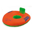 Zoggs inflatable baby trainer seat in orange and green with centre leg hole and backrest support for ages 3–12 months