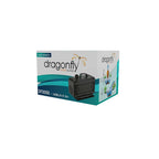 Dragonfly DF3050 submersible water pump retail box showing black pump unit, teal wave design, 1600L/h flow rate and 2-year warranty label
