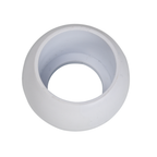 White plastic Aimflow ball fitting with hollow centre, smooth rounded dome shape, compatible with EartheCo and Quality systems