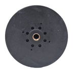 Black rubber pump impeller with central brass threaded insert and multiple ventilation holes, 0.75kW motor compatible