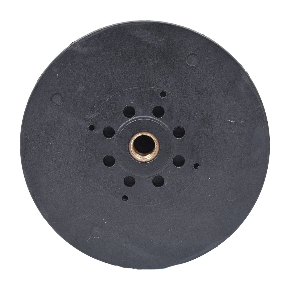 Black rubber pump impeller with central brass threaded insert and multiple ventilation holes, 0.75kW motor compatible