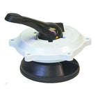Multiport valve top with white plastic body, black lever handle, and raised position markings on dome-shaped black base
