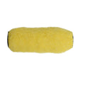 Paint roller refill sleeve 150mm yellow fluffy fibreglass pile cover with black end caps on white background