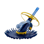 Zodiac Pacer Cleaner Combi automatic pool cleaner in navy blue and yellow with wide scalloped base and hose connector