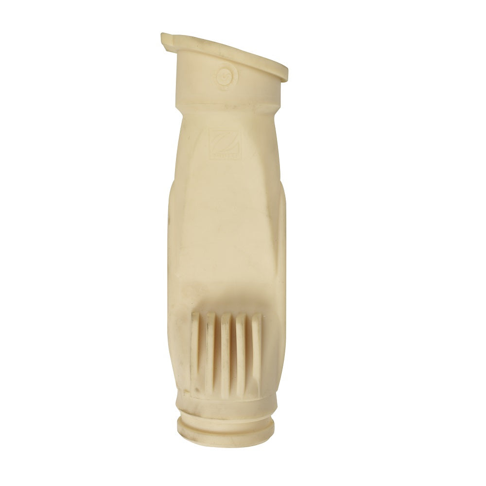 Cream rubber diaphragm pacer standard cleaner with ribbed base and ridged body detailing