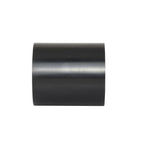 Black PVC straight pipe coupling connector, 50mm diameter, short cylindrical barrel, smooth matte finish, plain open ends
