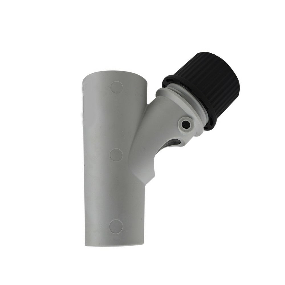 Grey plastic pool cleaner regulator valve with angled body and black ribbed adjustment knob for Kreepy Krauly Orca