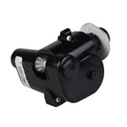Black plastic gearbox side B assembly for Zodiac MX8 pool cleaner with mounting brackets and internal bevel gear visible