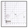 Silver metal pan head screw and flat washer set shown against cm ruler, approximately 2cm screw length