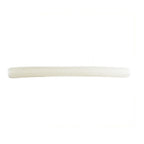 White corrugated flexible pool cleaner hose with ribbed plastic construction, slightly curved length