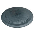 Speck Badu Koi Filter Lid, round black rubber diaphragm with raised centre and small central hole, isolated on white