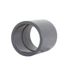 Grey PVC straight coupling pipe fitting 63mm with smooth hollow cylindrical body and open ends