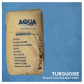 Aqua Pro Marbelite Turquoise 40kg kraft paper sack, turquoise colour option ticked on bag's colour chart against a blue background