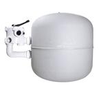 EartheCo 4 Bag Sand Filter by EQ, large round grey fibreglass tank with side-mount multiport valve and white PVC pipework