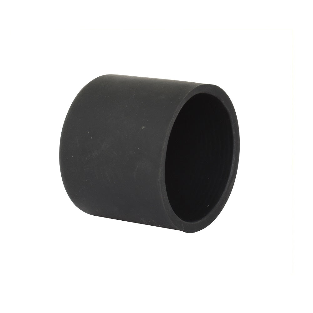 Black rubber cylindrical end cap for Aqua Pro Solar Panel by Sun Command, hollow open end visible, isolated on white background