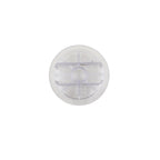 Clear plastic circular filter lid with ribbed spoke pattern and central hub, Speck 90 Series replacement part, top-down view
