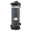 Speck Pumps BADU Eco Wise 3 cartridge filter, upright grey cylindrical housing with black dome lid and base ports, on white background