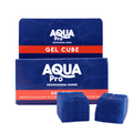 Aqua Pro Gel Cube water flocculant twin pack, two dark blue solid cubes beside navy and red retail packaging