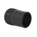 Black plastic poly-to-PVC pipe fitting adapter 50mm with external thread on one end and smooth socket on the other