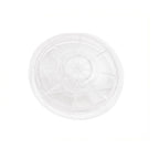 Clear plastic circular pump lid with ribbed spoke pattern and central raised hub, fitting EartheCo and Quality pumps