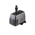 Submersible water pump dark grey plastic housing with top outlet nozzle, ventilation grilles, and rubber suction cup feet base