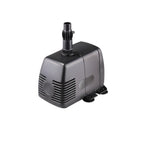 Submersible water pump dark grey plastic housing with top outlet nozzle, ventilation grilles, and rubber suction cup feet base