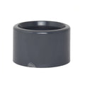 Grey PVC pipe reducer bushing 63mm to 50mm with smooth cylindrical body and open socket end